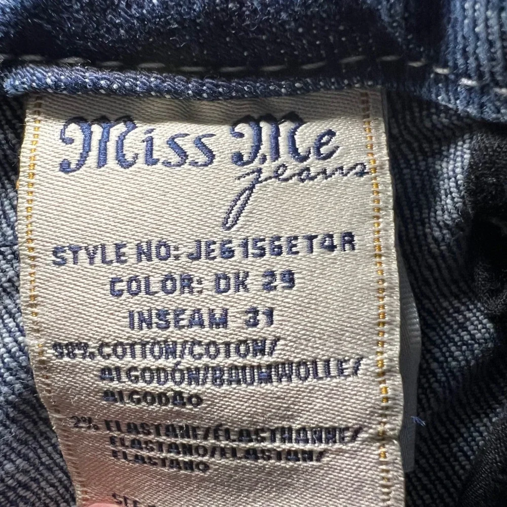Miss Me Easy Straight Low Rise Embellished Jeans Medium Wash Y2K 27